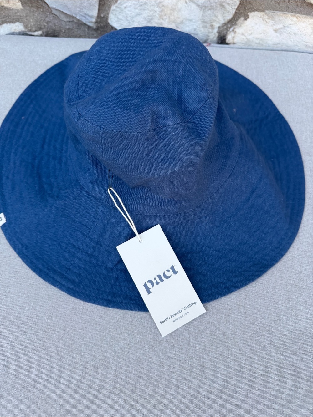 Pact Organic Cotton Navy Blue Wide-Brim Sun Hat NEW
